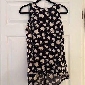 Chic Black and Cream Polka Dot Sleeveless Top